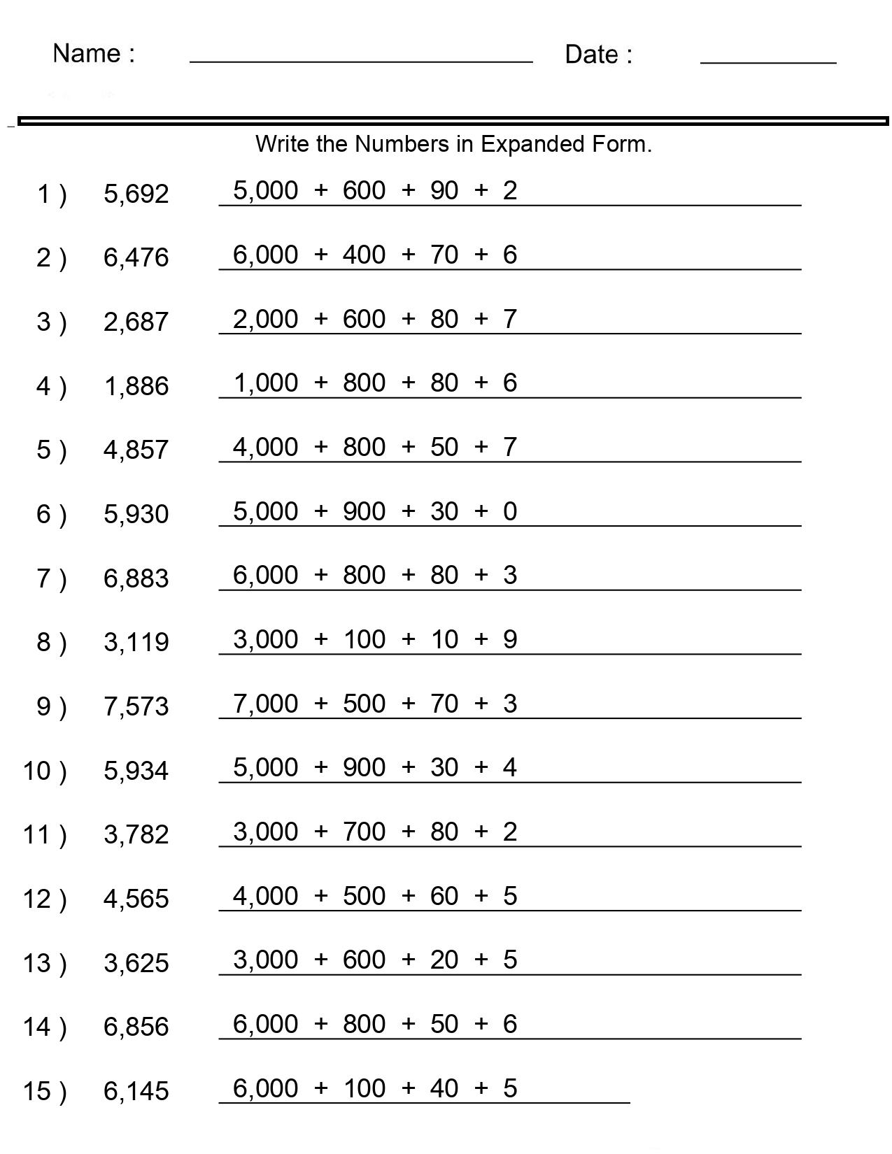 Place Value Worksheets Expanded Form With Integers 4 Digits 5 Digits Made By Teachers Expanded Notation Place Value Worksheet Have Fun Teaching