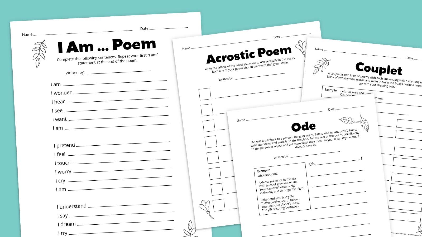 Poetry Worksheets Get Our Free Bundle With 8 Templates Poetry Worksheets Get Our Free Bundle With 8 Templates