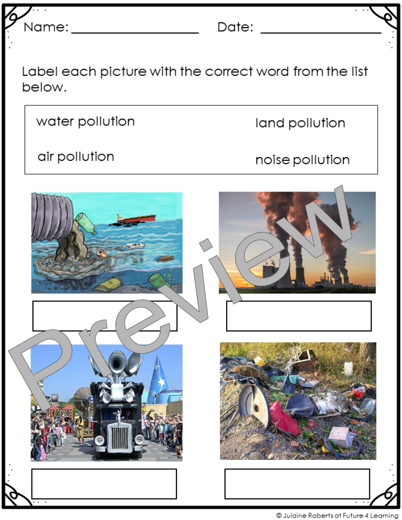 Pollution Worksheets Water Air Land Noise Made By Teachers