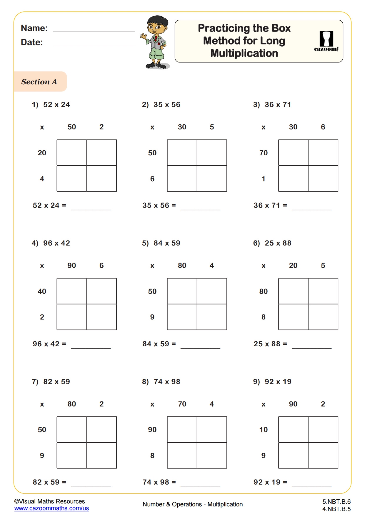 Practicing The Box Method For Long Multiplication Fun And Engaging 5th Grade PDF Worksheets Cazoom Math Practicing The Box Method For Long Multiplication Fun And Engaging 5th Grade PDF Worksheets Cazoom Math