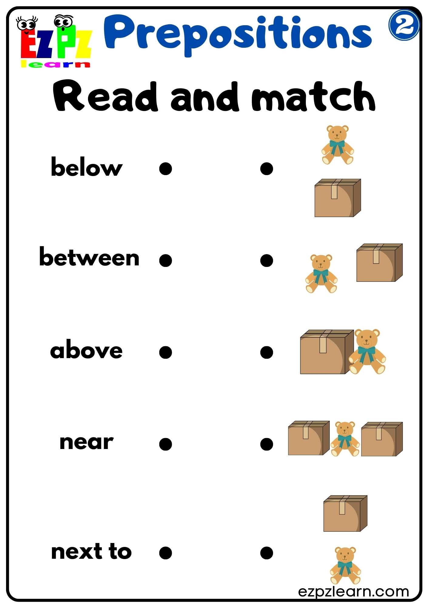 Prepositions Of Place Read And Match Worksheet For Kindergarten And ESL Students G2 Ezpzlearn 101 Prepositions Of Place PDF Worksheets With Answers Grammarism