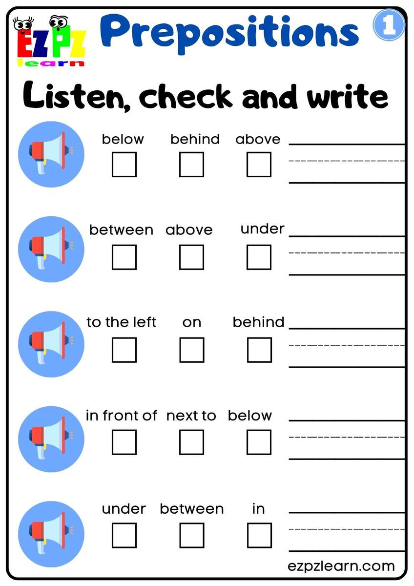 Prepositions Of Place Vocabulary Interactive Worksheet Listen Check And Write The Words Activity For Kindergarten K5 And ESL Students G1 Ezpzlearn Prepositions Of Place Vocabulary Interactive Worksheet Listen Check And Write The Words Activity For Kindergarten K5 And ESL Students G1 Ezpzlearn