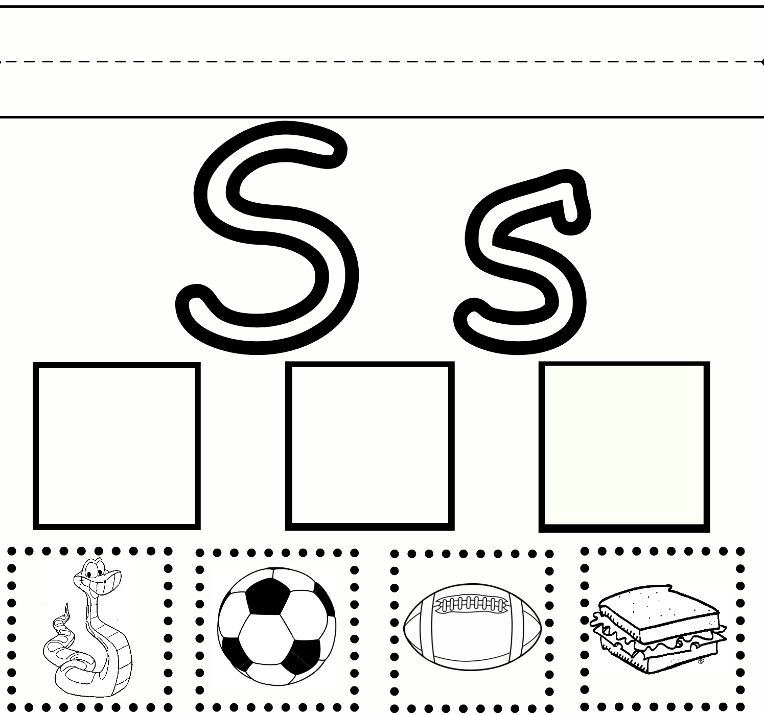 Free Letter S Alphabet Learning Worksheet For Preschool