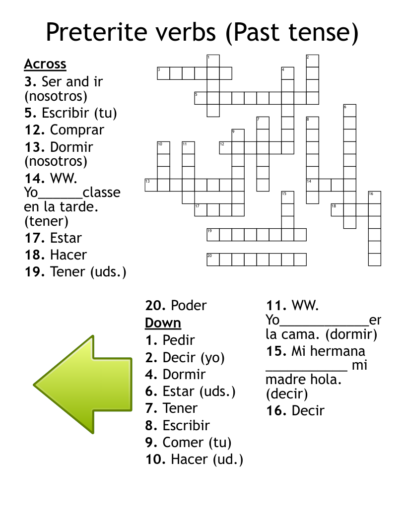 Preterite Verbs Past Tense Word Search WordMint