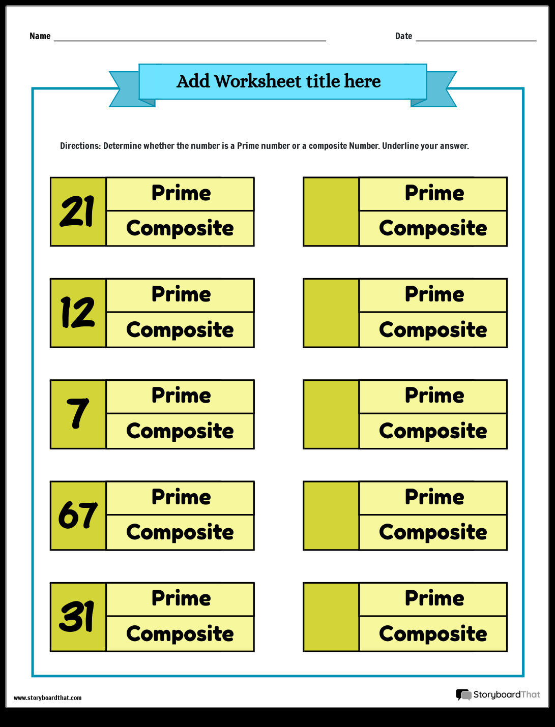 Prime Composite Numbers Worksheets Free Customizable