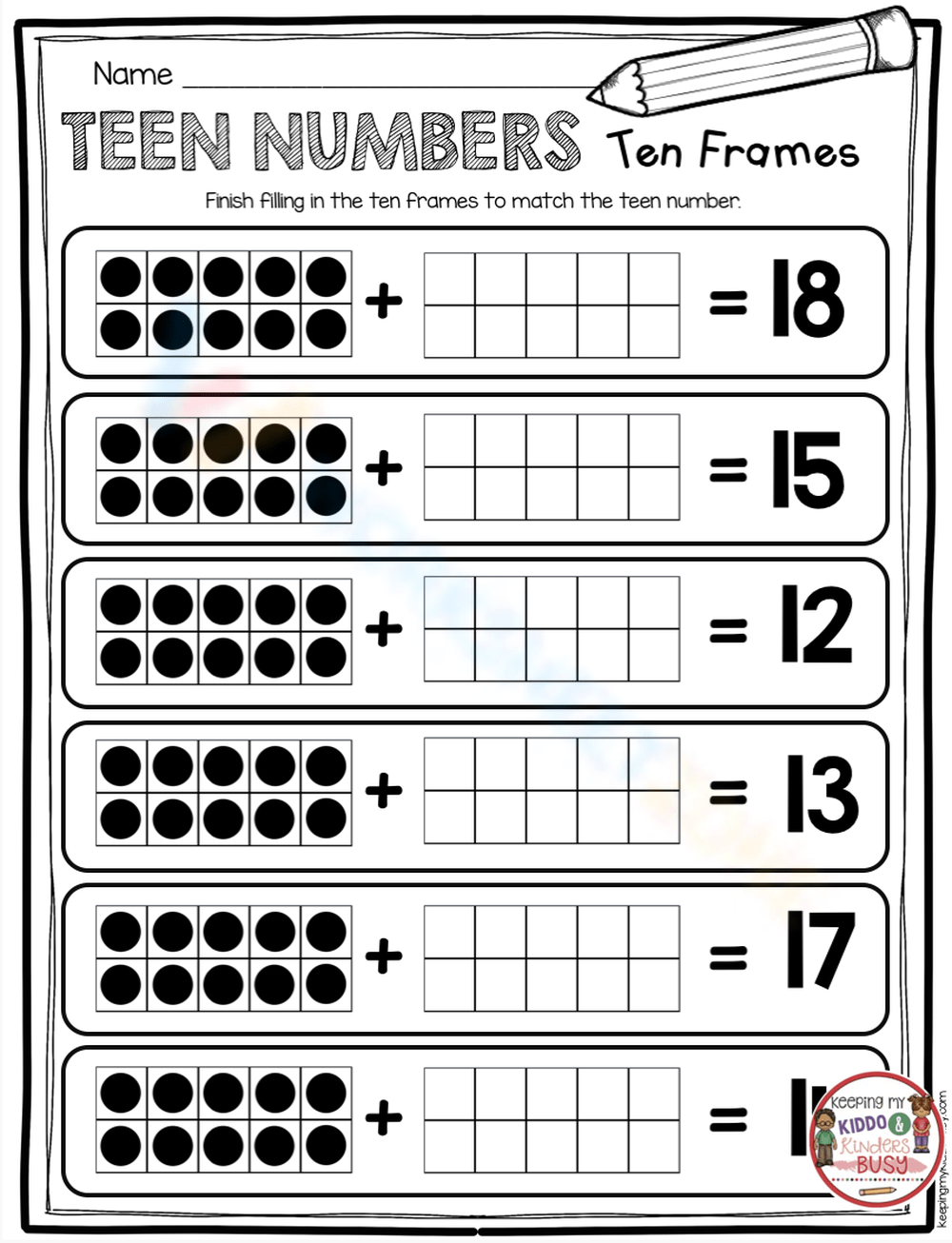 Printable 1st Grade Teen Numbers Worksheets