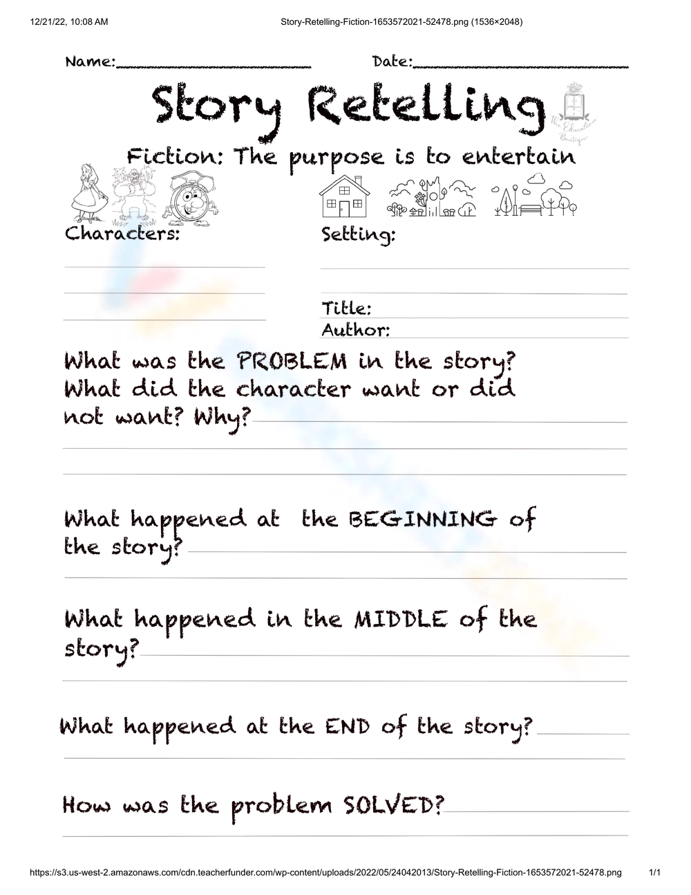 Printable 2nd Grade Retelling A Story Worksheets