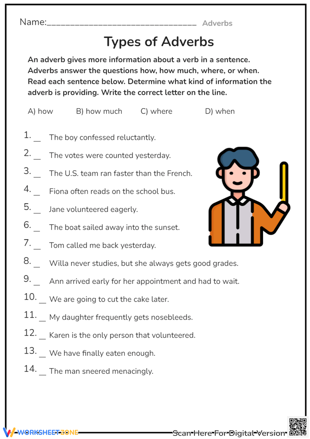 Printable 3rd Grade Adverbs Worksheets