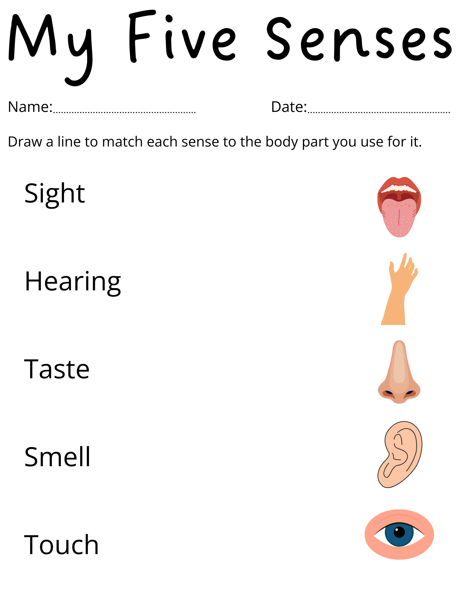 Printable 5 Senses Worksheets For Kindergarten Preschool Five Senses Activity Made By Teachers Five Senses Cut And Paste Worksheet For Kindergarten And ESL Students Free Download Ezpzlearn