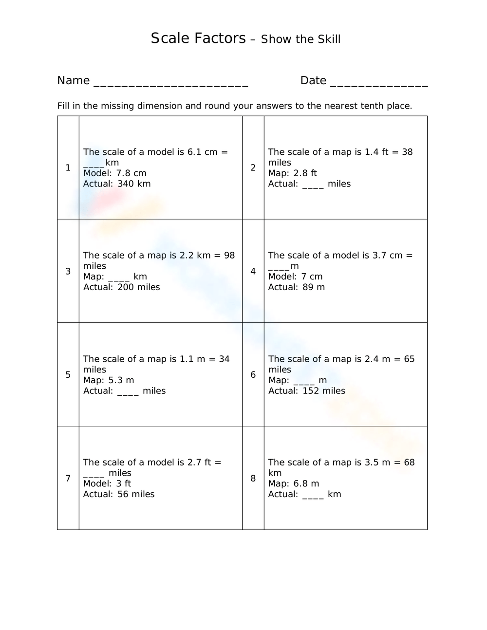 Printable 7th Grade Scale Factor Worksheets