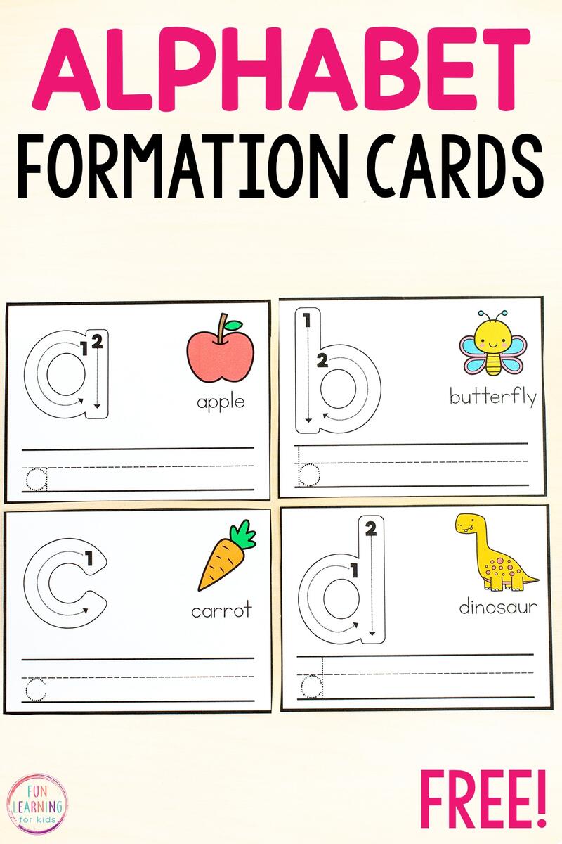 Printable Alphabet Letter Formation Cards For Kids Free Letter Tracing Worksheets A Z Handwriting Practice Fun Early Learning