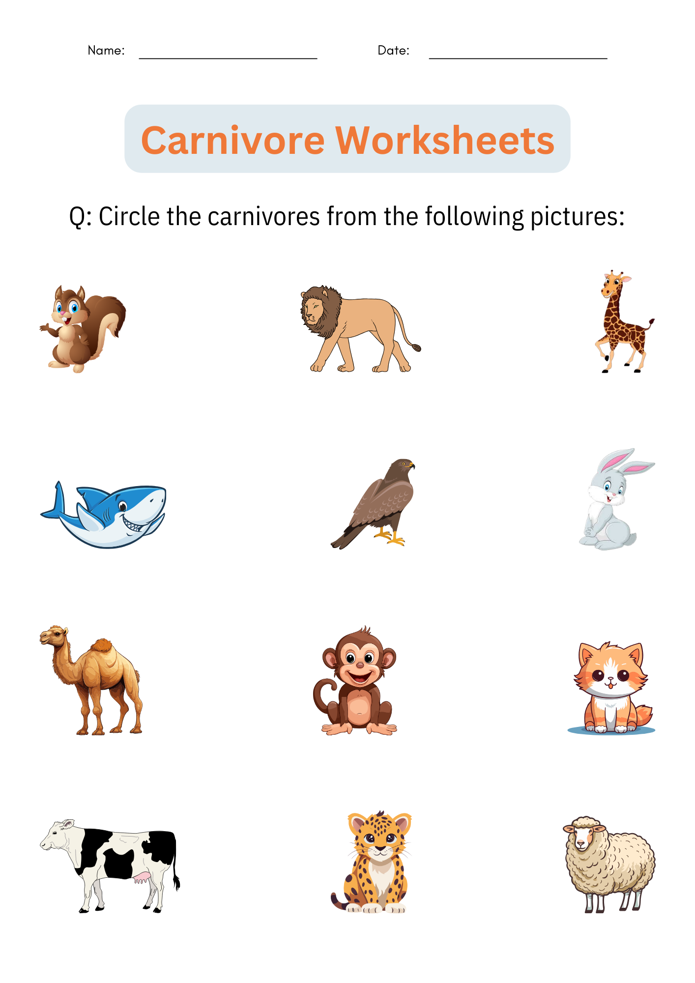 Printable Animal Classification Carnivore Worksheets Activities For Grade 1 2 Made By Teachers