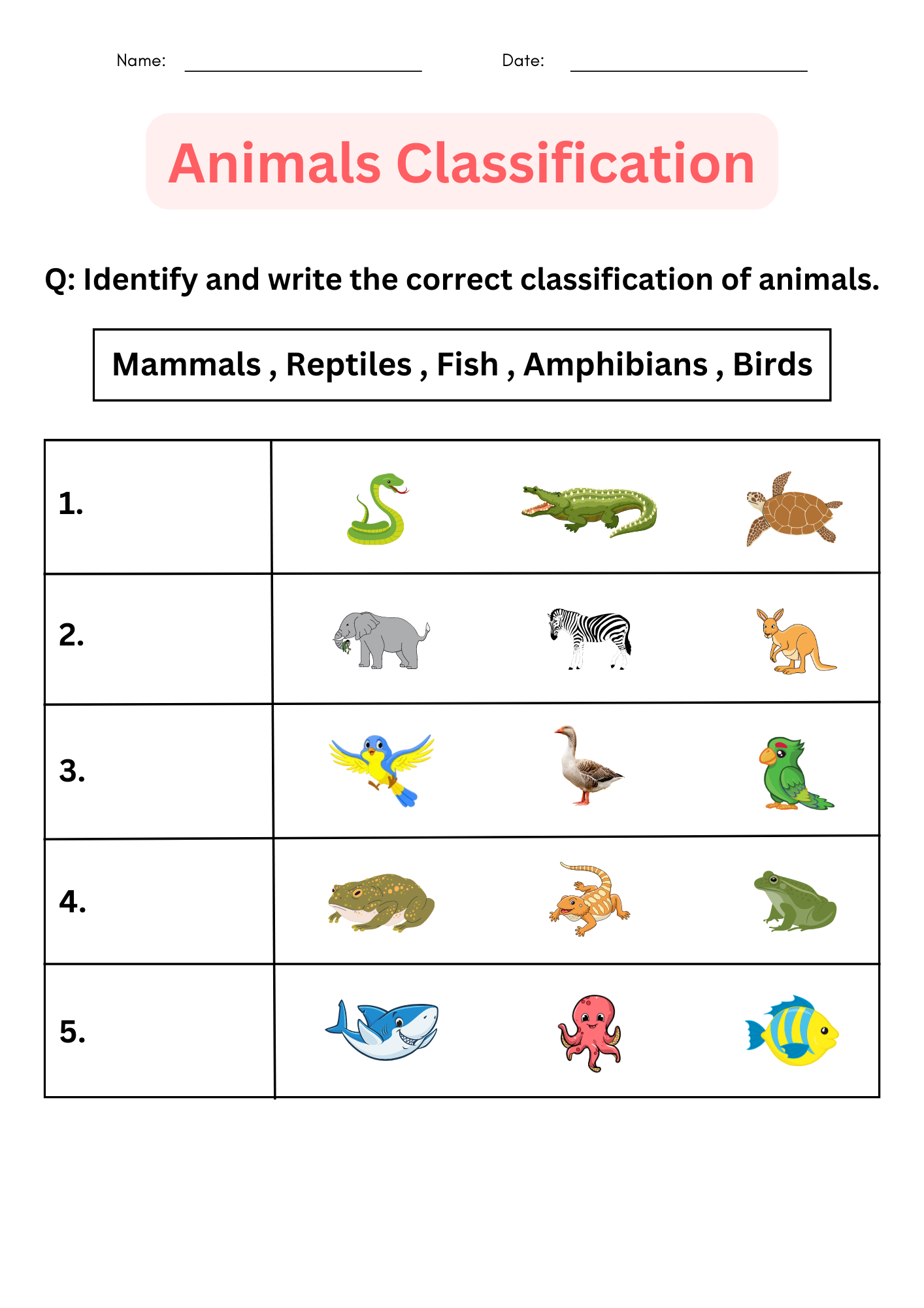15 Engaging Animal Classification Worksheets For Preschoolers