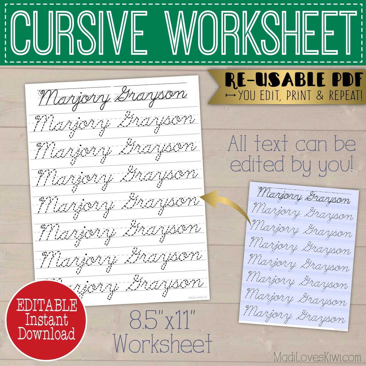 Free Printable Cursive Writing Worksheet Templates Canva