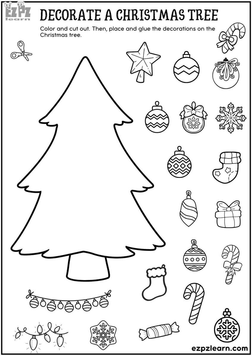 8 Free Printable Christmas Themed Cut And Paste Projects Pjs And Paint