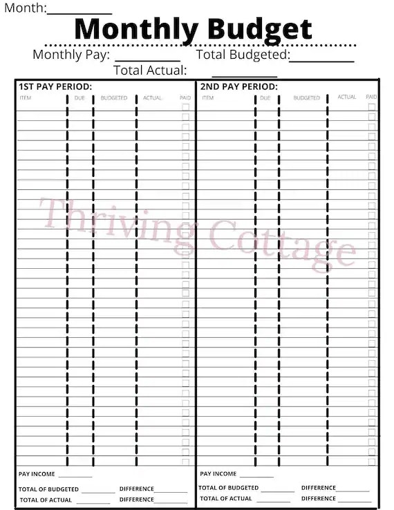 Printable Dave Ramsey Budget Printable Party Favors Editable Printable Biweekly Budget Printout Budget By Paycheck Budget Template Minimalist Budget Tracker Finance Planner Letter Etsy
