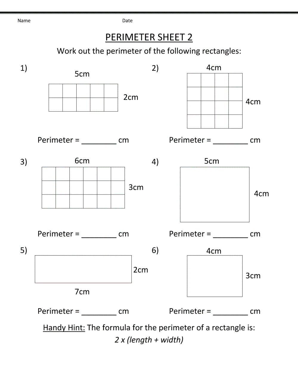 Matching Formulas For Perimeter And Area Worksheet PDF Printable Geometry Worksheet Cazoom Math