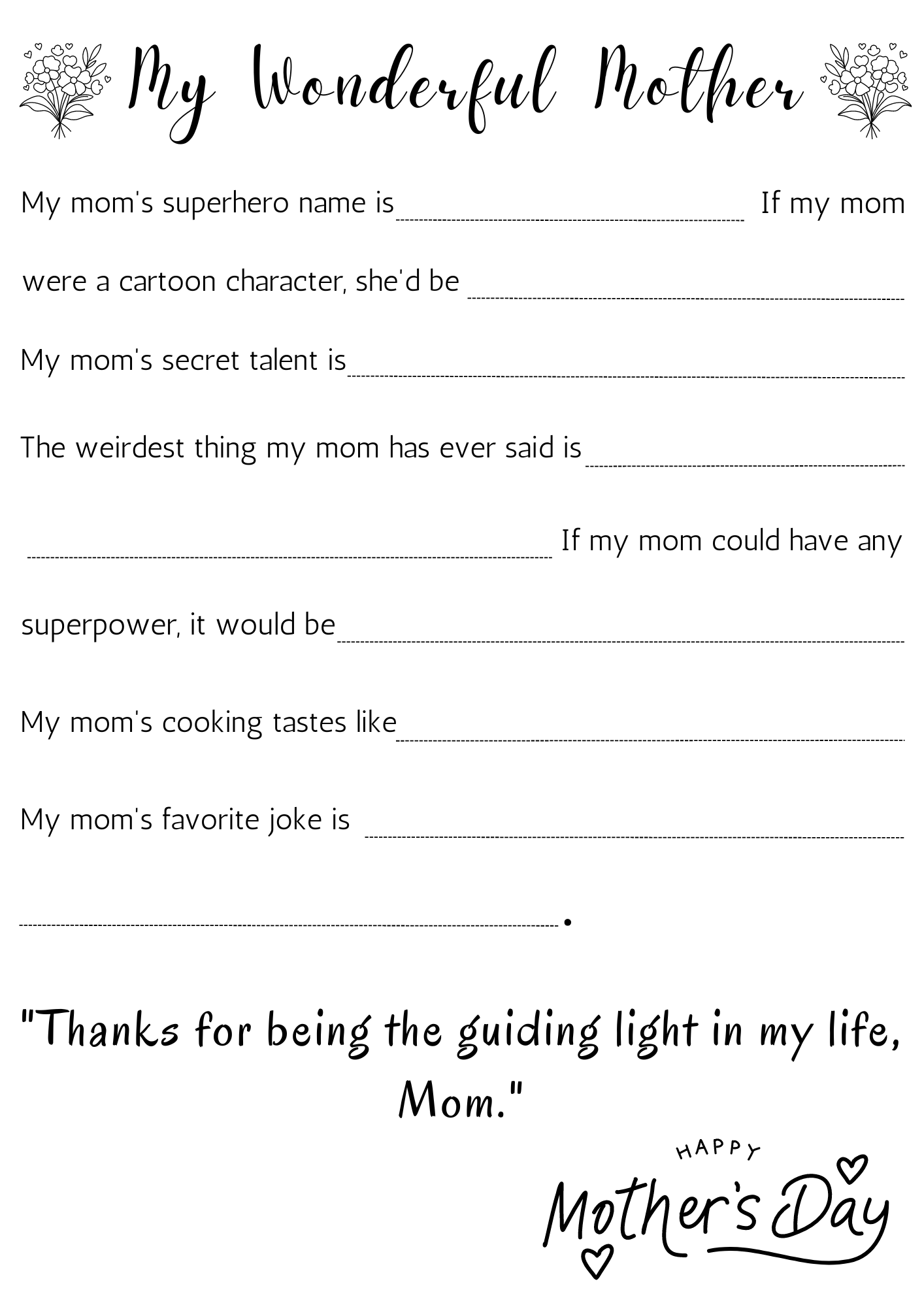Printable Mothers Day Mother S Day Fill In The Blank Fun Activity Worksheet Made By Teachers Printable Mothers Day Mother S Day Fill In The Blank Fun Activity Worksheet Made By Teachers