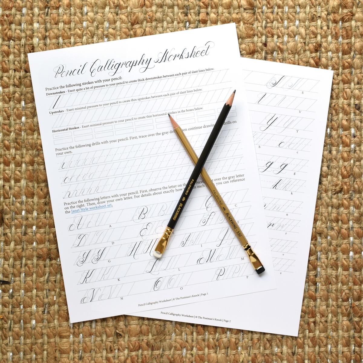Printable Pencil Calligraphy Worksheet The Postman s Knock