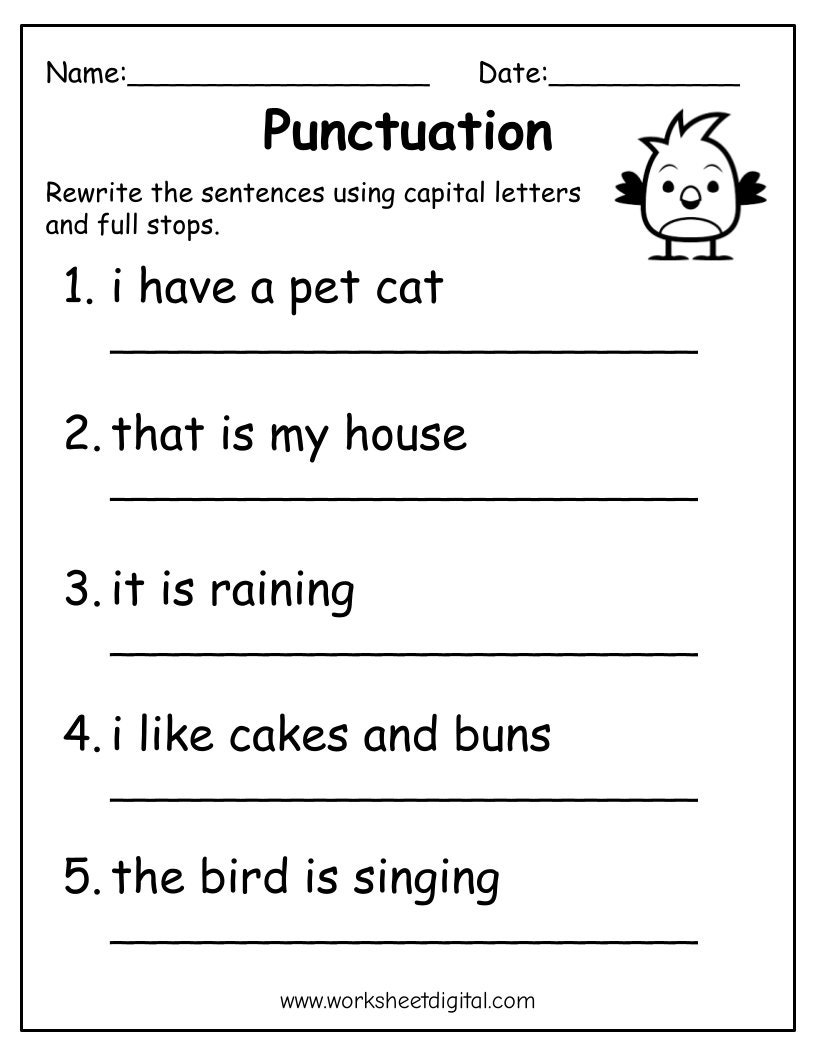 Printable Punctuation Practice Worksheets For Kids PDF Etsy Punctuation Worksheets Free Printables Superstar Worksheets