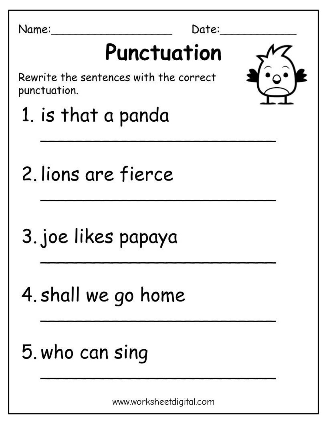 Printable Punctuation Practice Worksheets For Kids PDF Etsy Finland Printable Punctuation Practice Worksheets For Kids PDF Etsy Finland