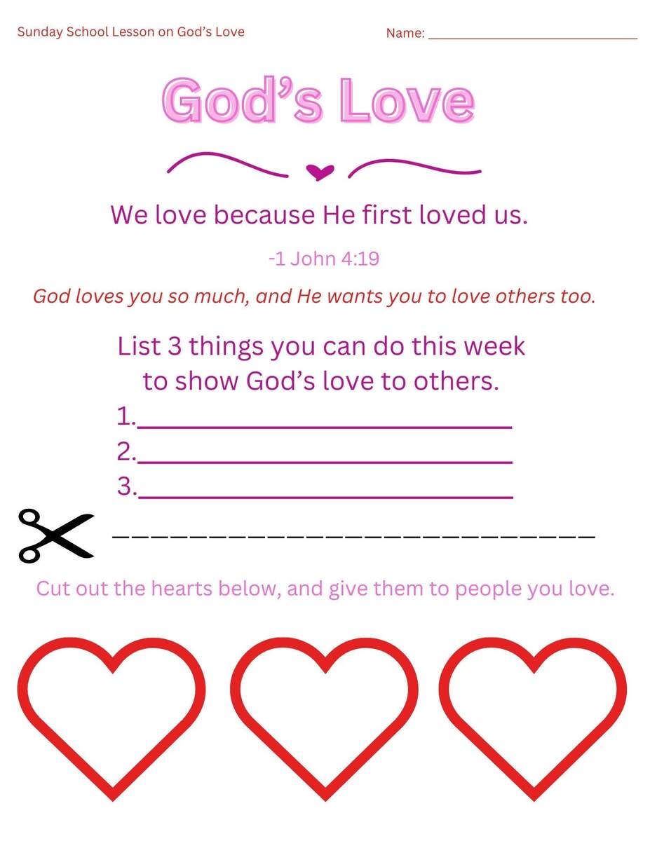 Printable Sunday School Lesson On God S Love Etsy Australia