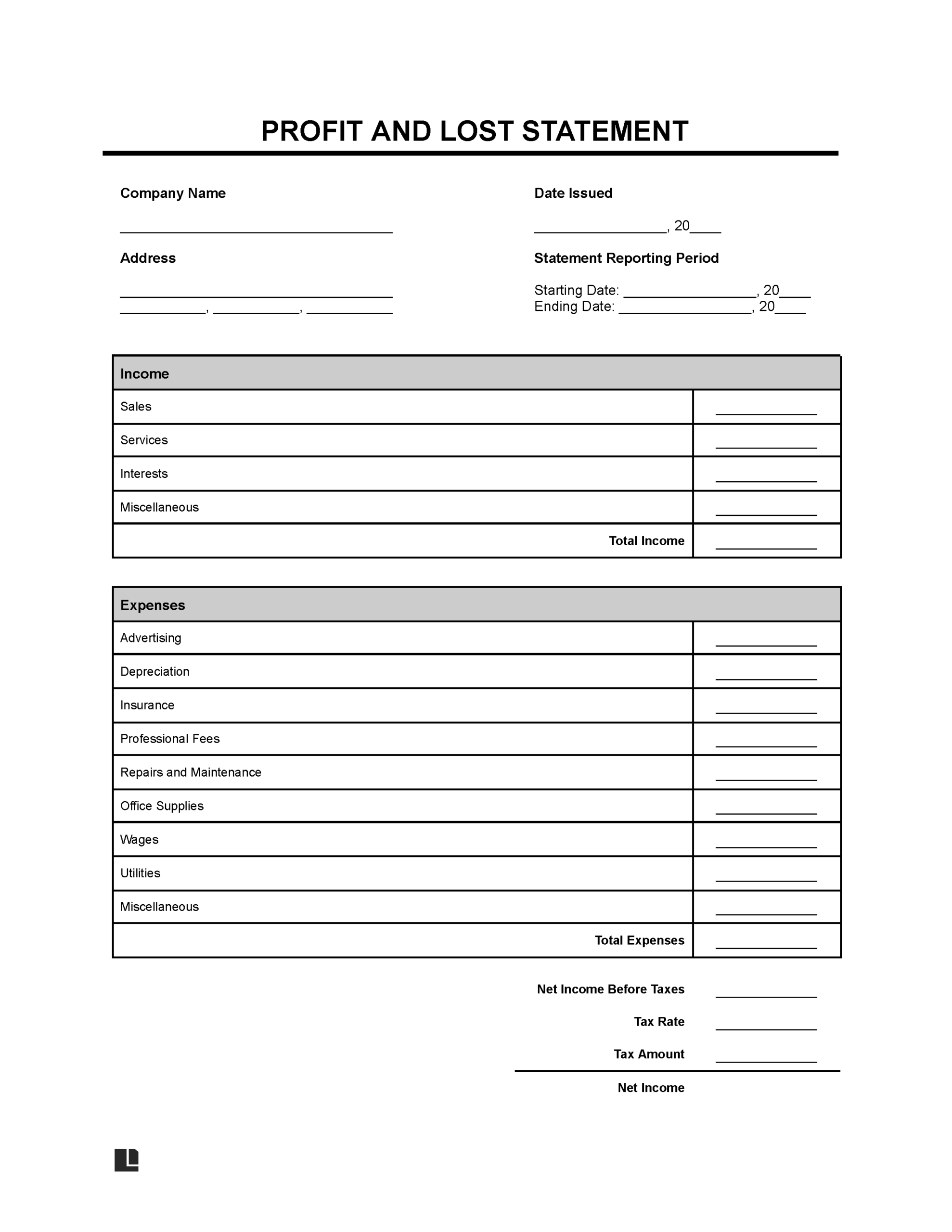 Printable Profit And Loss Statement Template Small Business Income Statement Financial Statement Profit Calculator Editable PDF Word Etsy