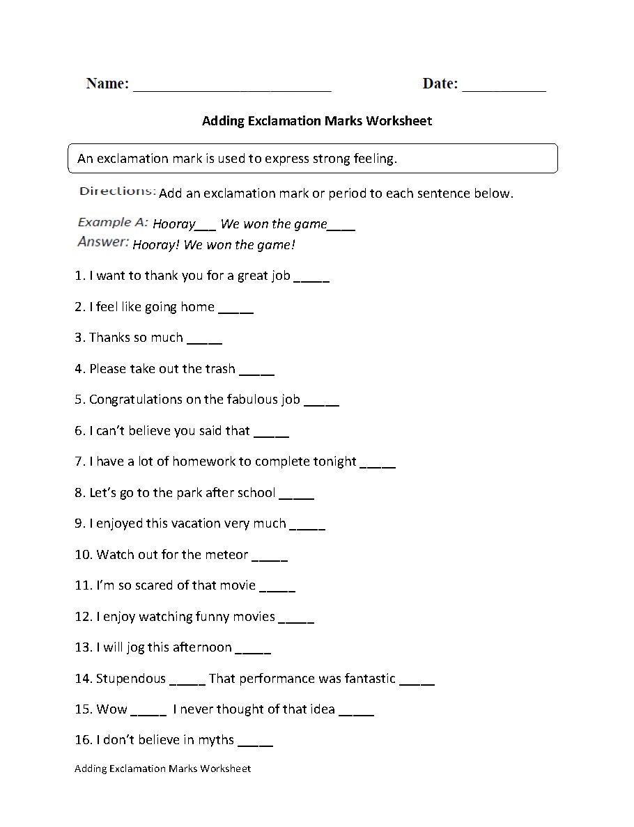 Punctuation Worksheets Free Printable Practice For Grades K 12 Punctuation Worksheets Free Printable Practice For Grades K 12