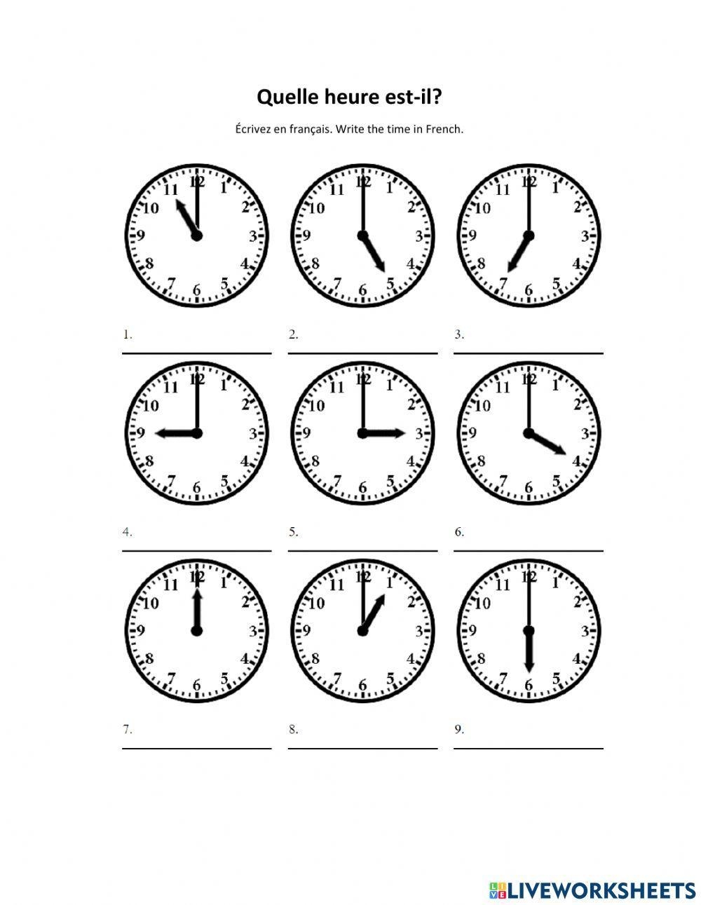 Quelle Heure Est Il Time On The Hour 1 Worksheet Worksheets Library Quelle Heure Est Il Time On The Hour 1 Worksheet Worksheets Library