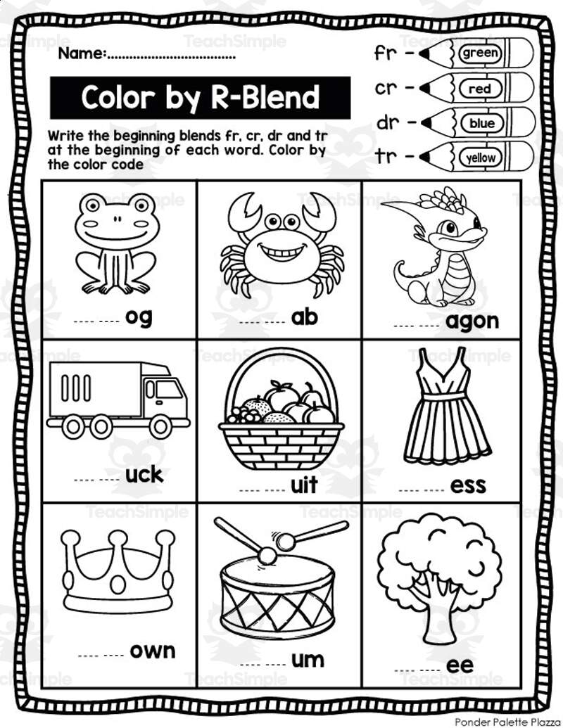 R Blends Activity Color By Code By Teach Simple R Blends Activity Color By Code By Teach Simple