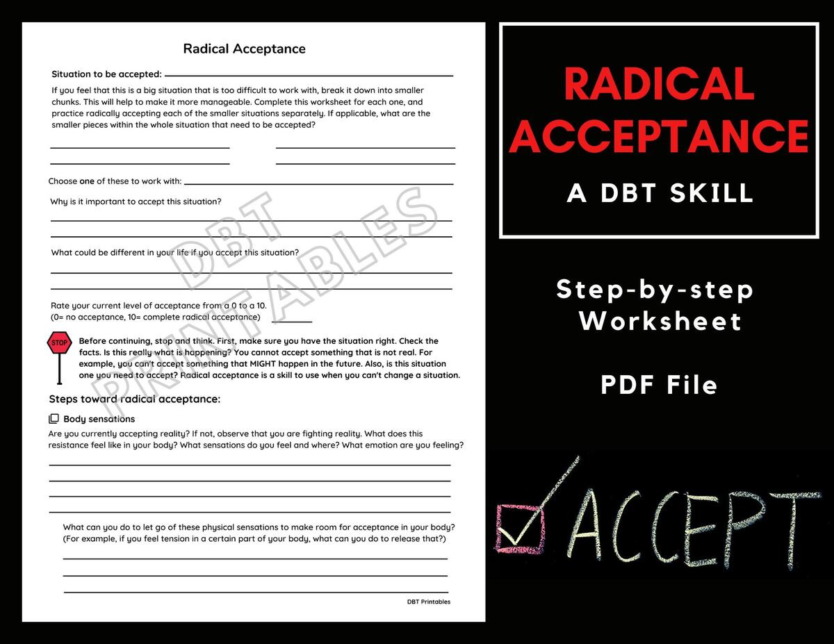 Radical Acceptance Worksheet Etsy