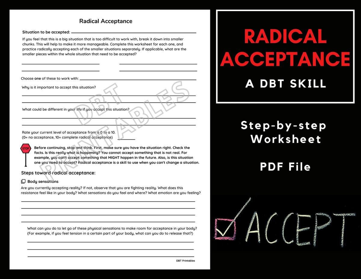 Radical Acceptance Worksheet Etsy