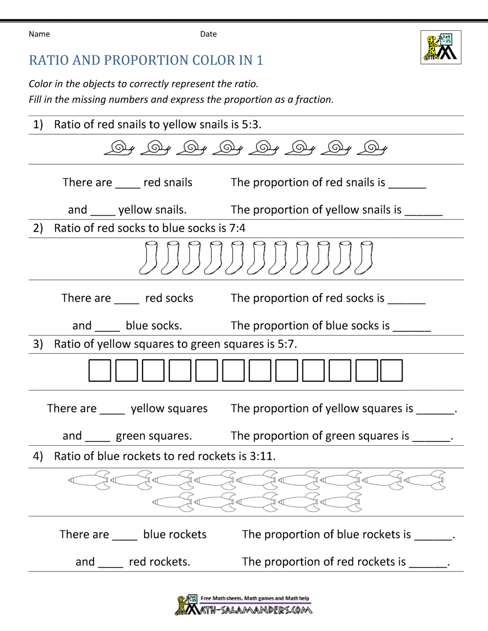 Ratio And Proportion Worksheet