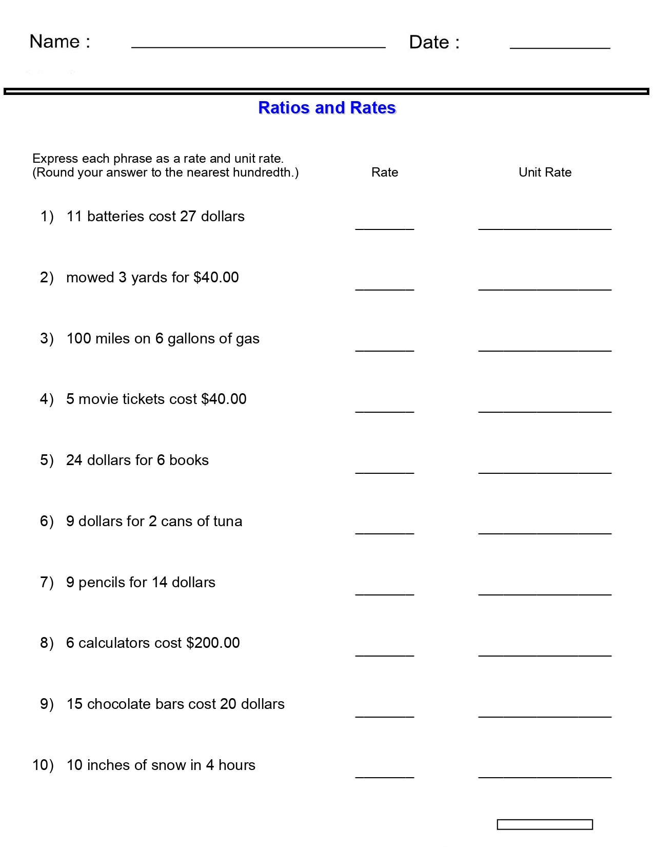 Ratio Worksheets Ratios And Rates Worksheets Made By Teachers