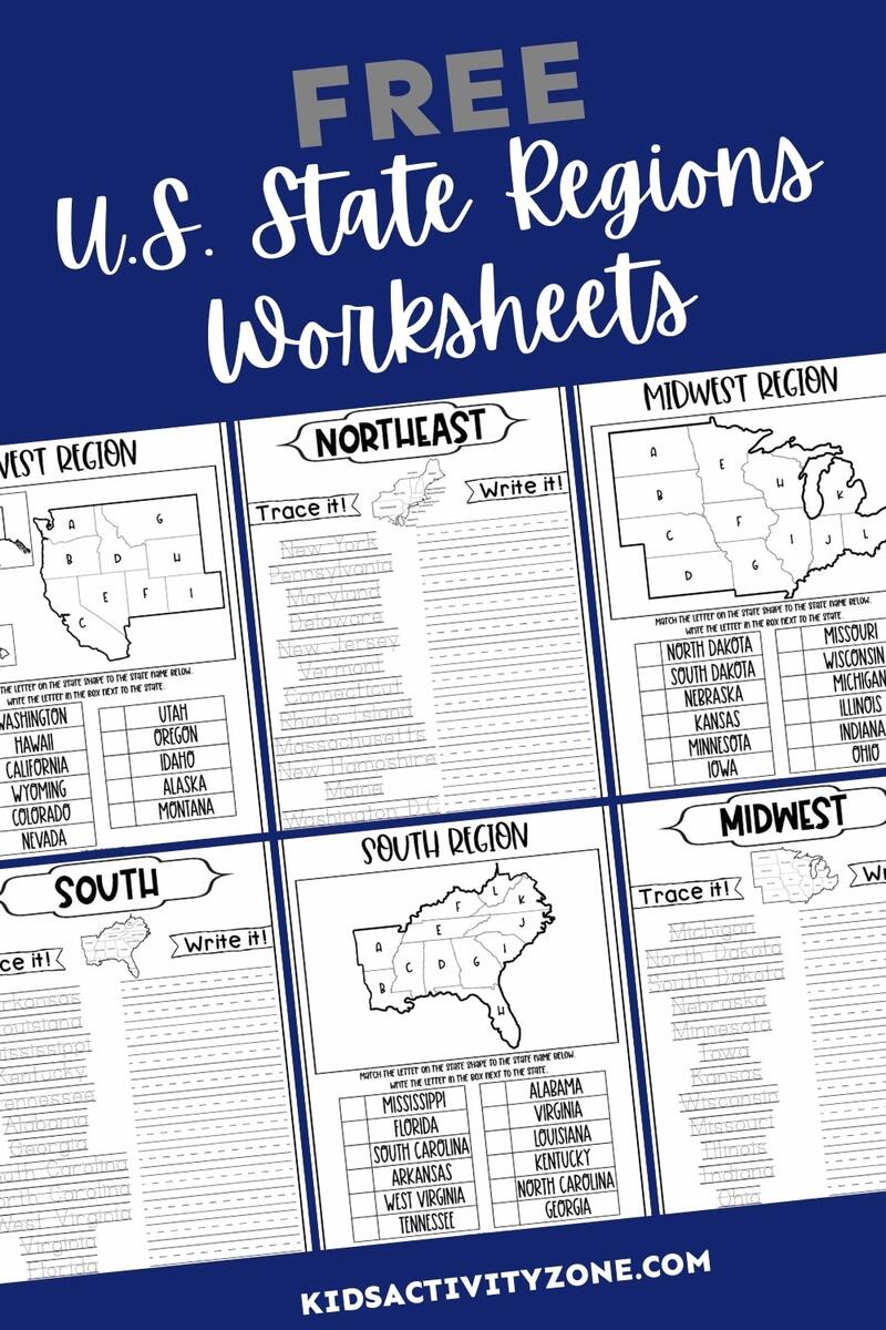 Regions Of The United States Worksheets Kids Activity Zone