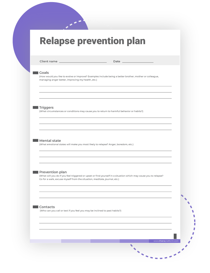 Relapse Prevention Plan Template 18 Treatment Plan Substance Abuse Worksheets Free PDF At Worksheeto