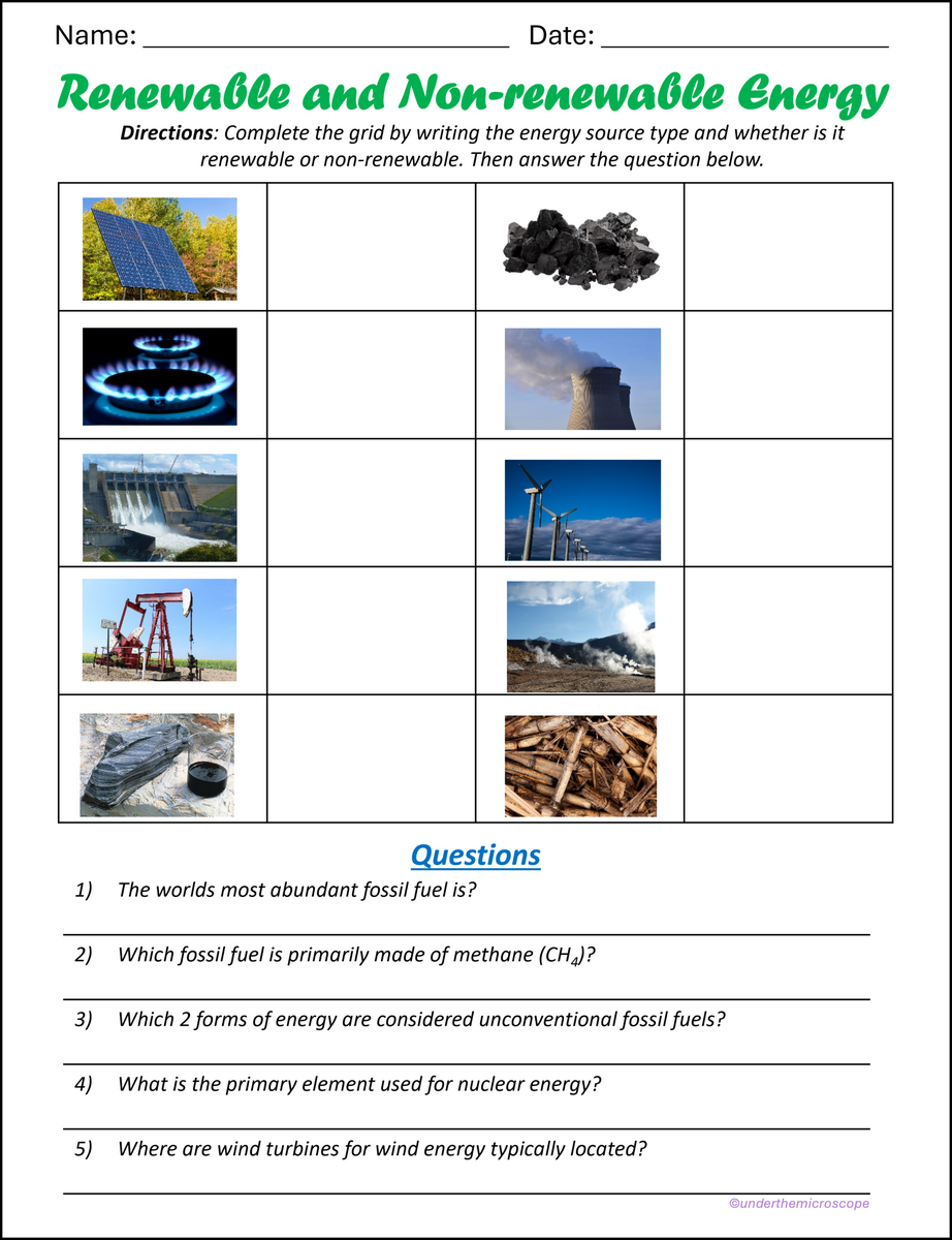 Natural Resources Sorting Worksheet Have Fun Teaching