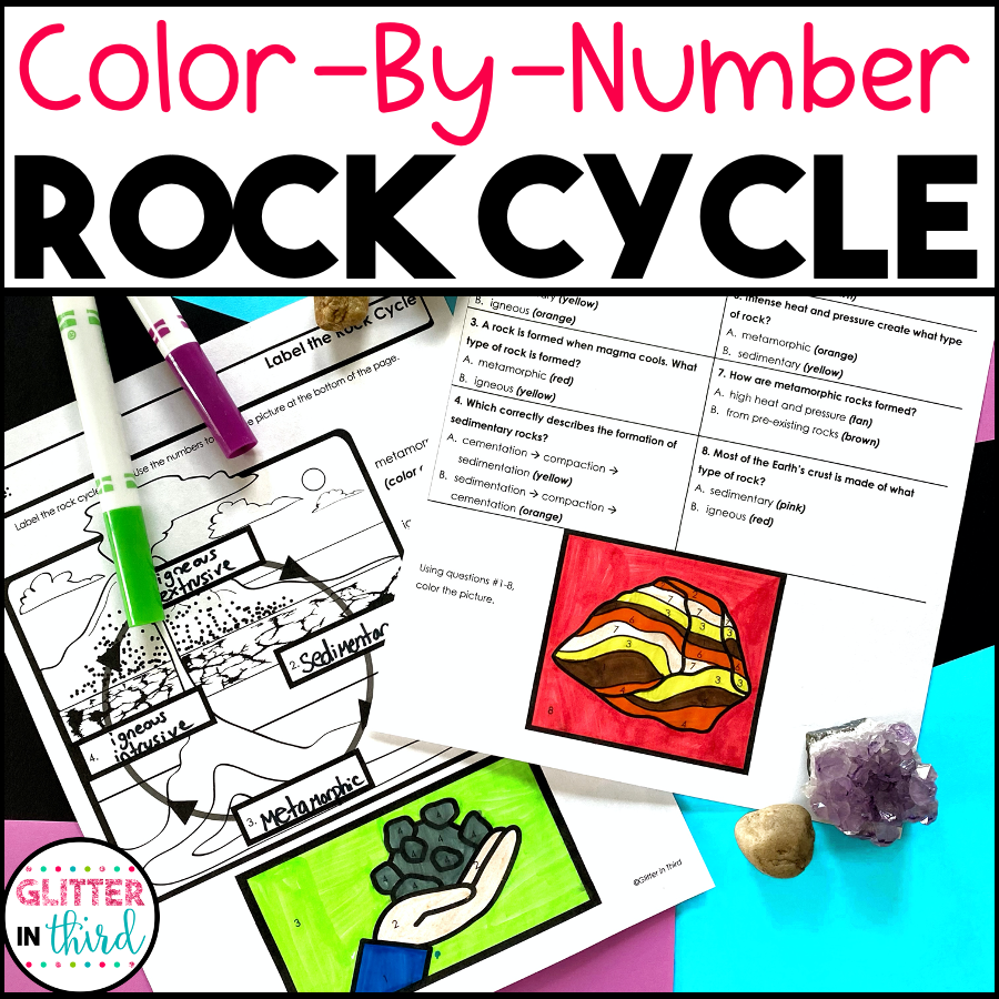 Rock Cycle Worksheets Color By Numbers Science SOL 5 8c Glitter In Third