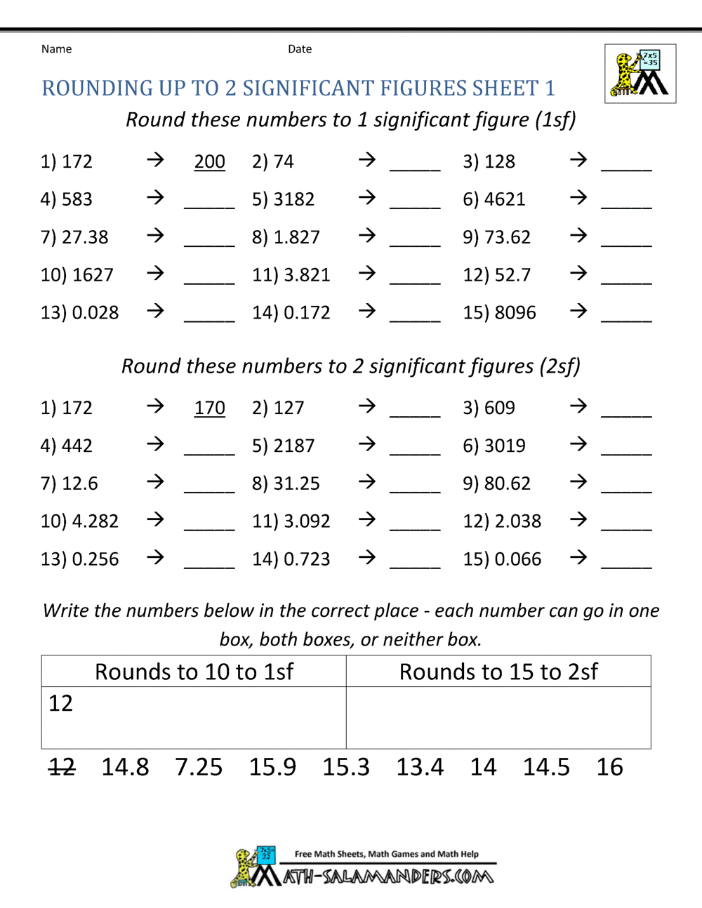 Rounding Significant Figures Rounding Significant Figures