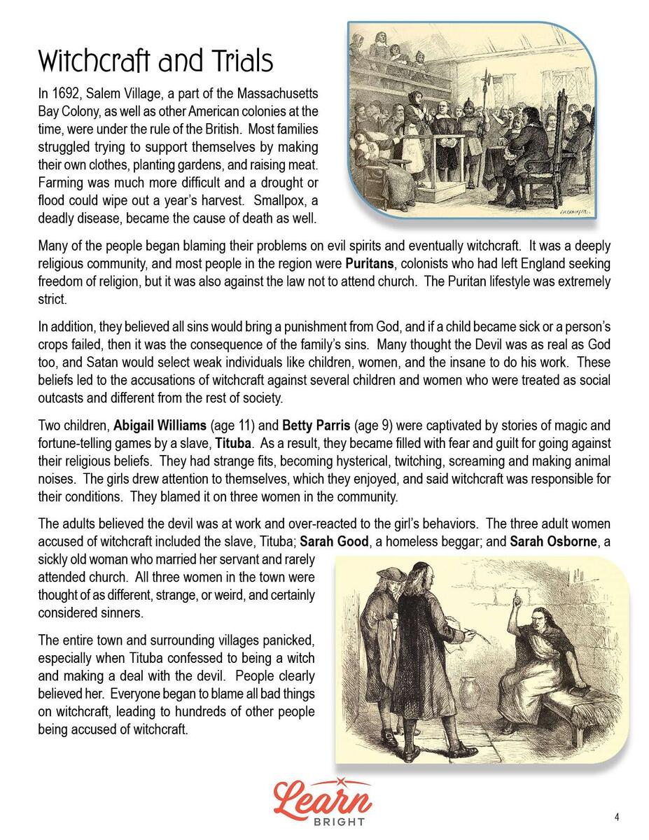 Salem Witch Trials Worksheets Library Salem Witch Trials Worksheets Library