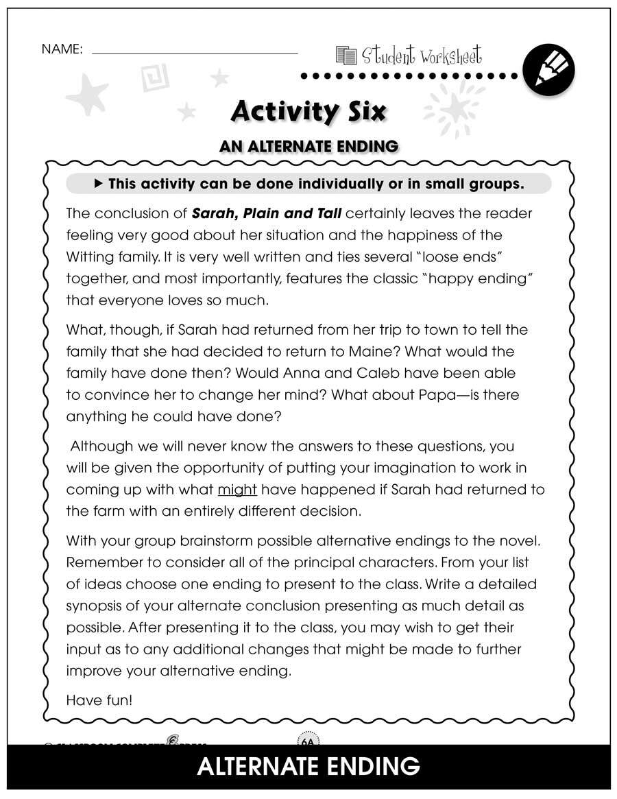 Sarah Plain And Tall BONUS WORKSHEETS Grades 3 To 4 EBook Worksheets Library