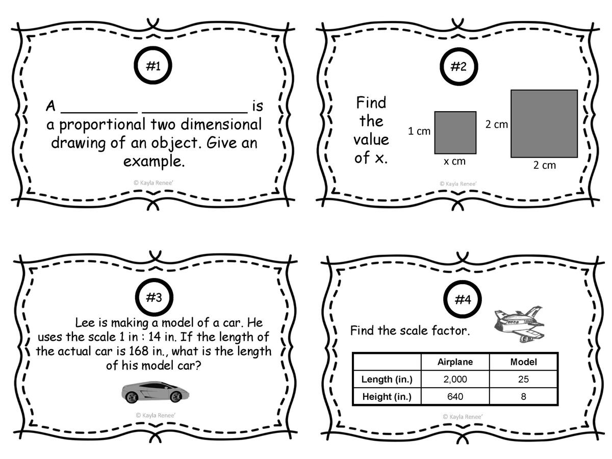 Scale Factor Activity Task Cards 7 G 1 Bright In The Middle