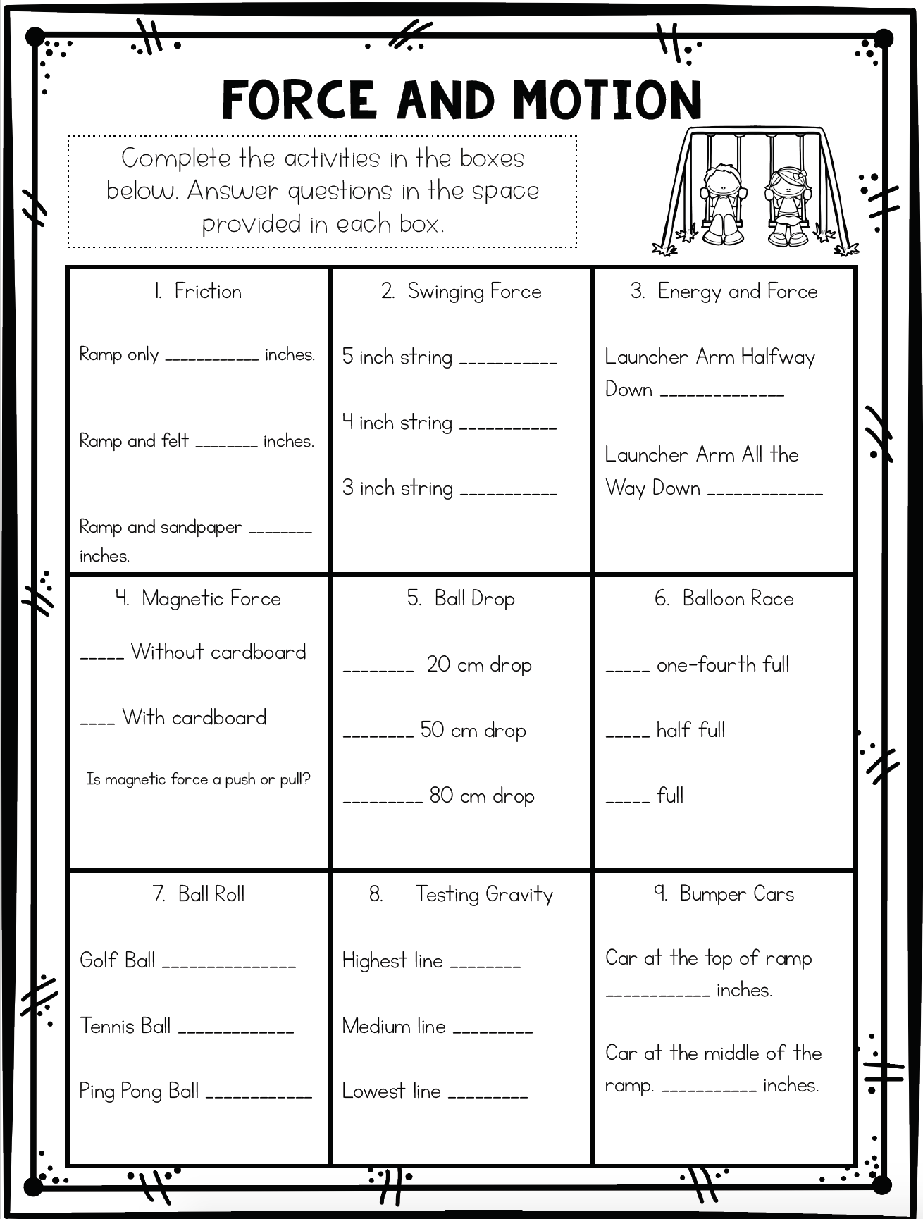 Force And Motion Worksheets Library