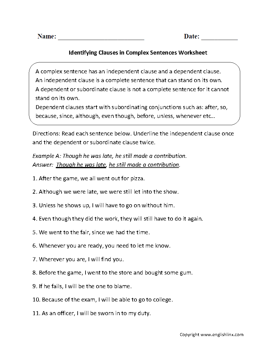 Sentences Worksheets Complex Sentences Worksheets Complex Sentences ThirdGradeTeacher Live Worksheets Library