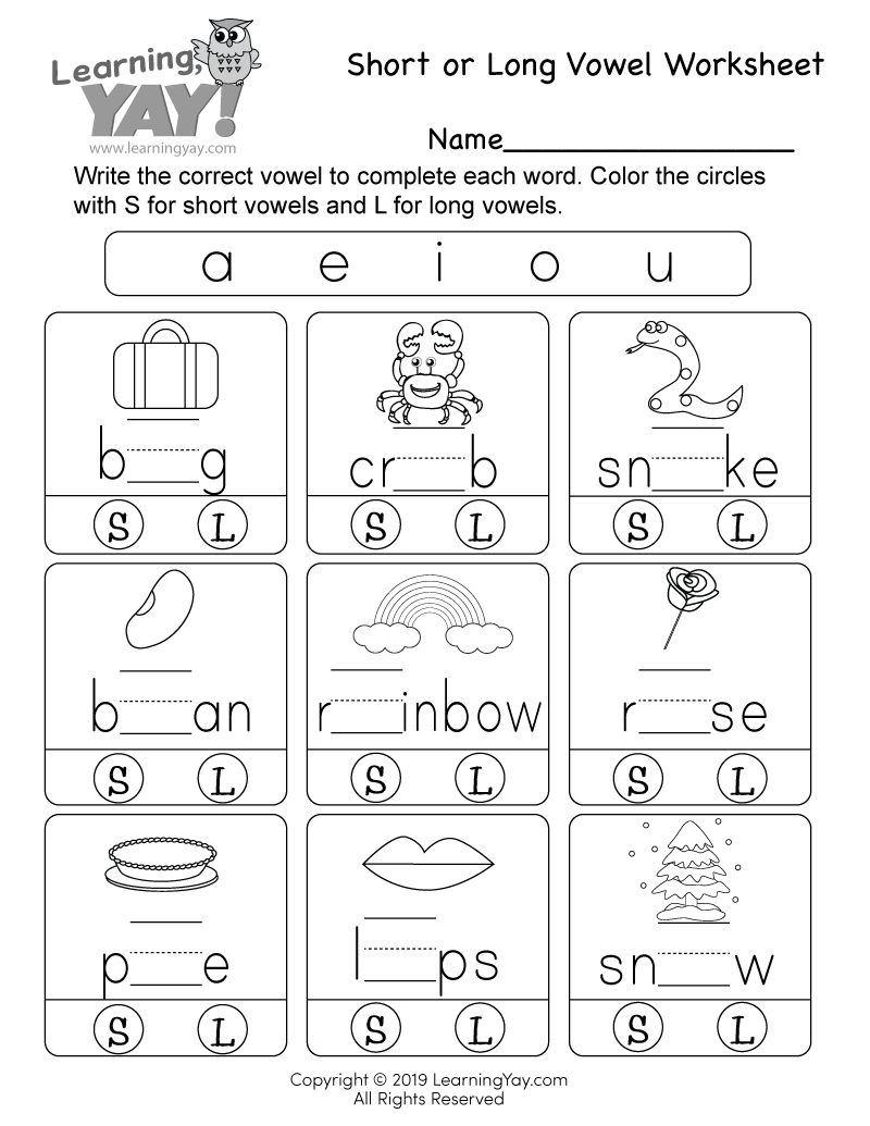 Short Or Long Vowel Worksheet For 1st Grade Free Printable Long Vowels Worksheets Free Coloring Pages 5 Printables