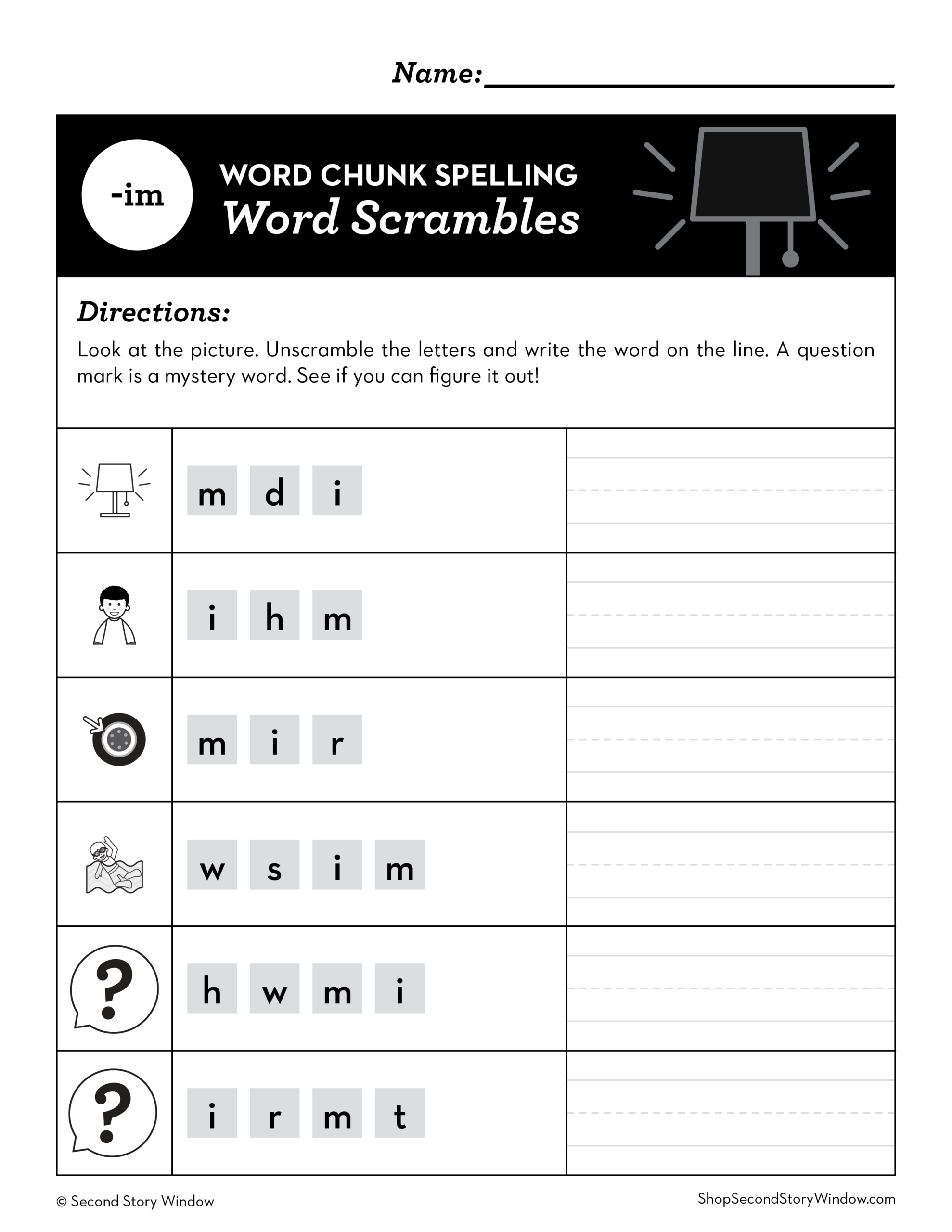 Short Vowel CVC Word Family Worksheets Bundle No Prep Word Work Printable Packets Second Story Window