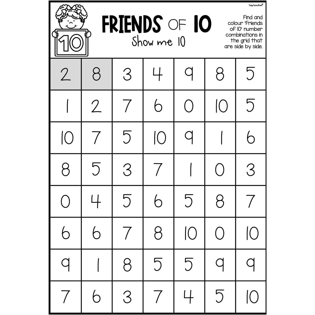 Show Me Ten Friends Of Ten Worksheet Top Teacher Show Me Ten Friends Of Ten Worksheet Top Teacher