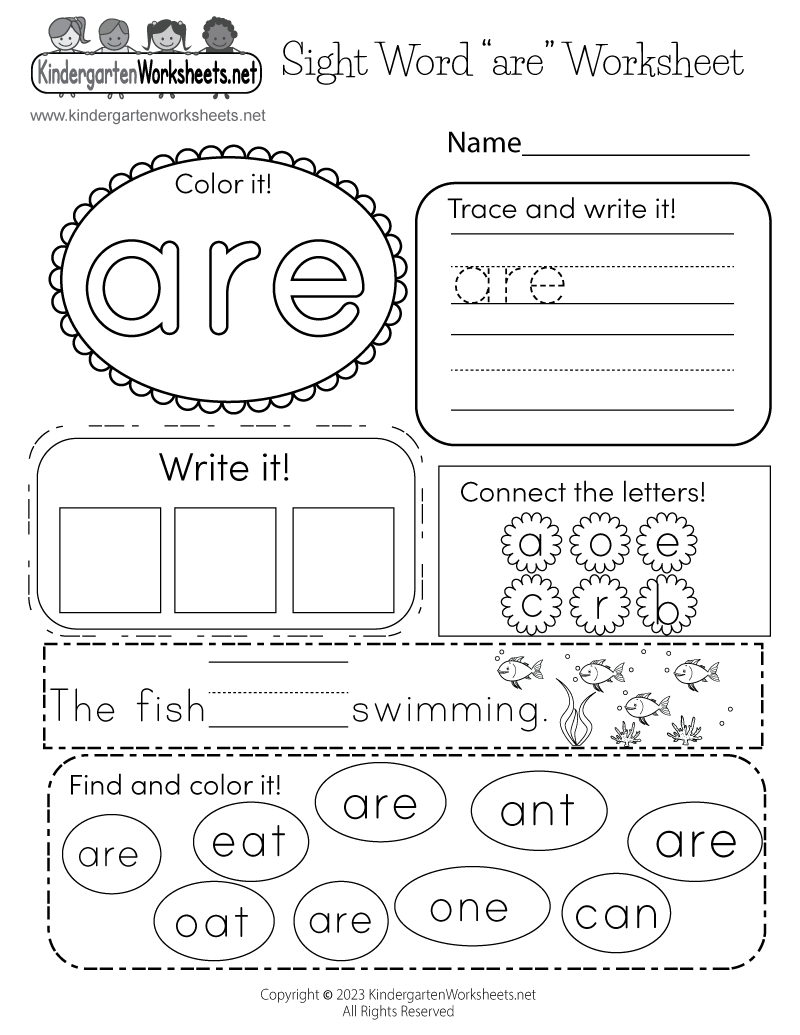 Free Kindergarten Sight Word Worksheets Printable