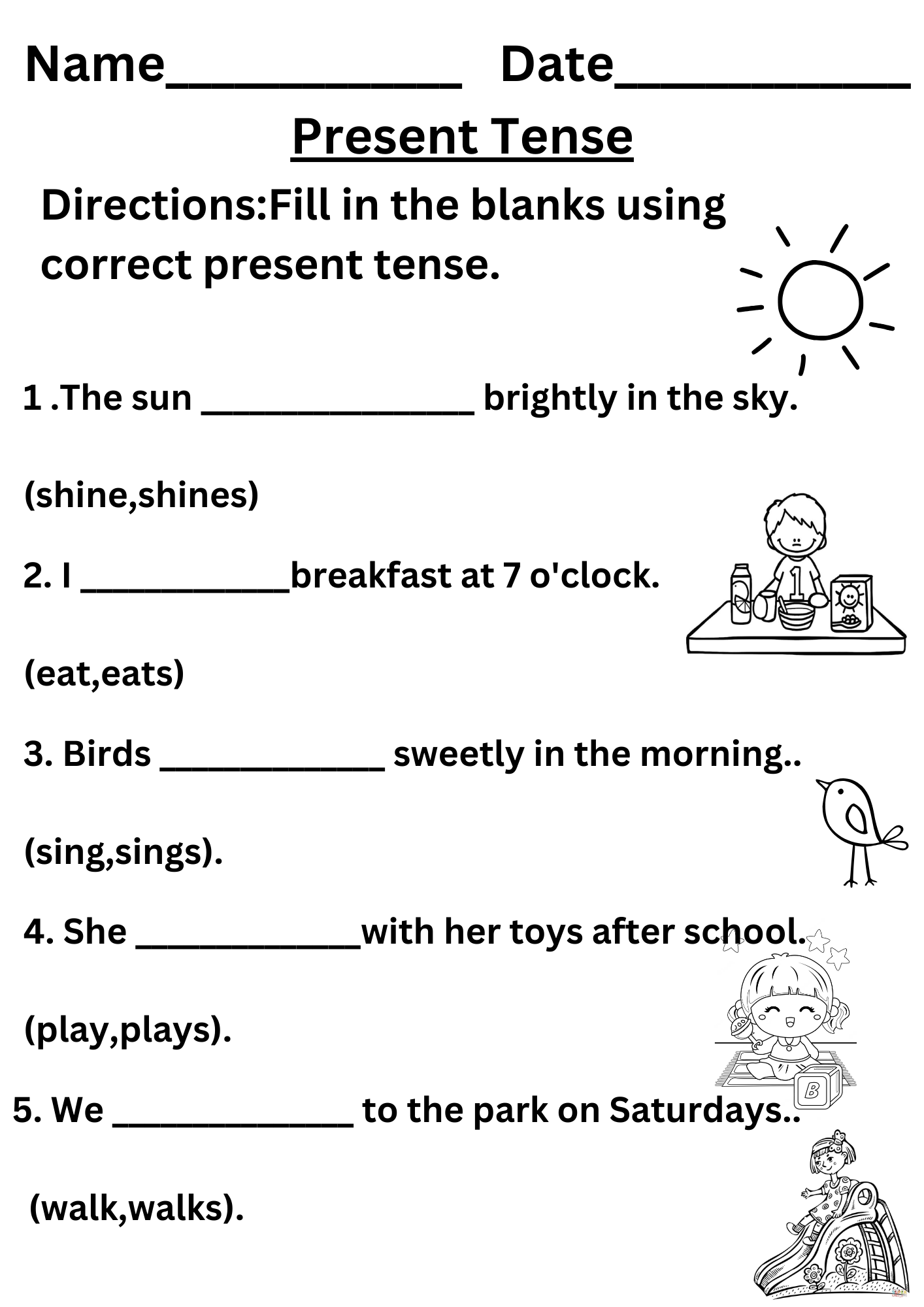 Simple Present Tense Worksheet Free Simple Present Tense Worksheet Free