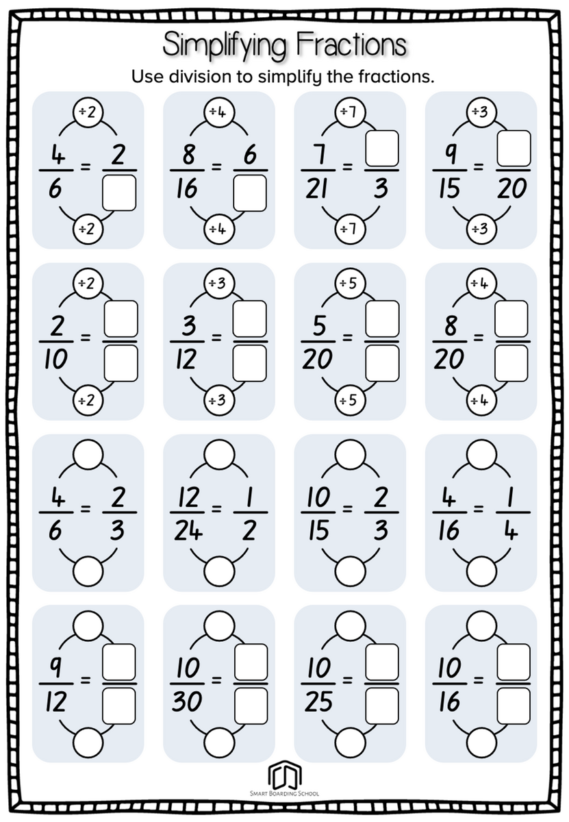 Simplifying Fractions Worksheet Simplifying Fractions Worksheets K12mathworksheets